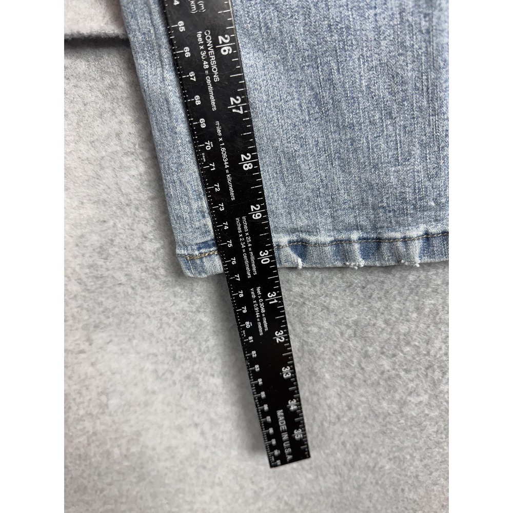 One Tuff Babe Jeans Womens 9/10 Blue Stretch Flare Denim Light Wash Distressed - Picture 4 of 15